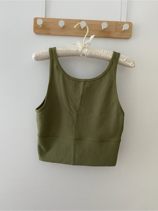 lululemon athletica Tops - lululemon athletica Olive Green Ribbed Crop Tank